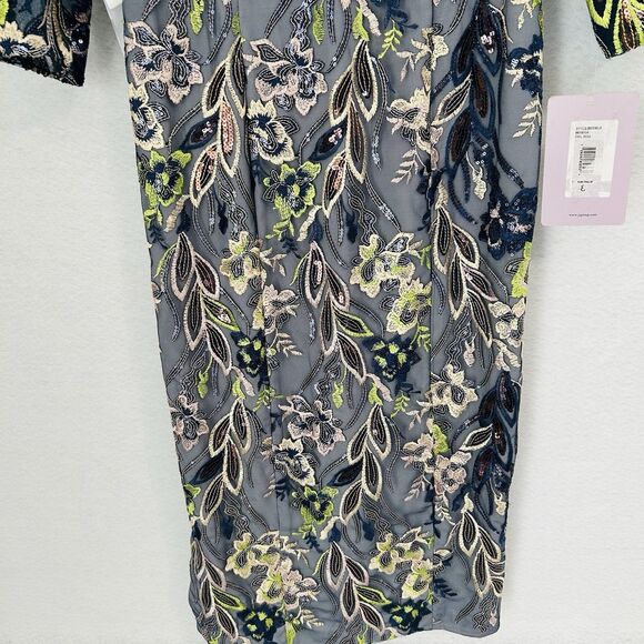 JS Collections Dress Women 8 Multicolored Floral Embroidery Sequin Formal NWT - Picture 12 of 16